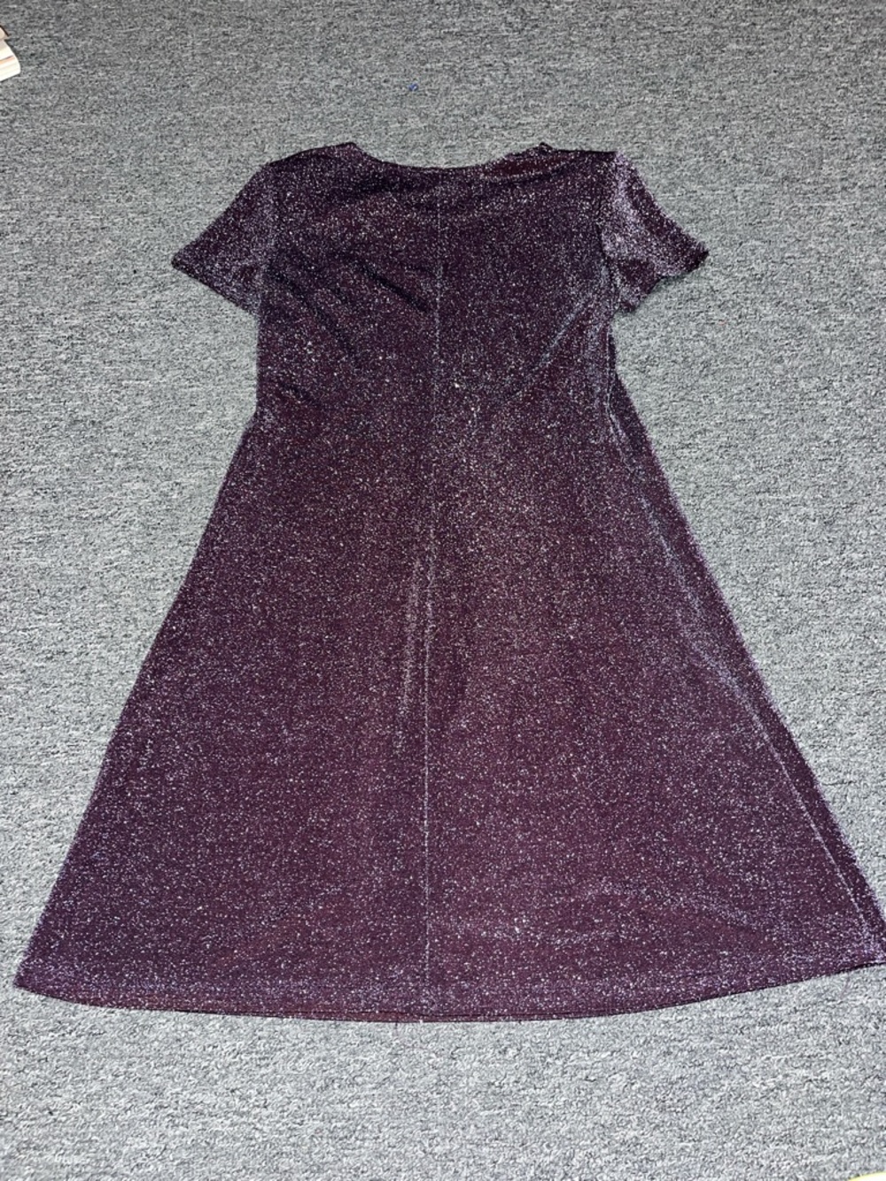 Byer Studio Women’s Plum Sparkly Vintage Midi Dress Short Sleeve - Picture 6 of 6